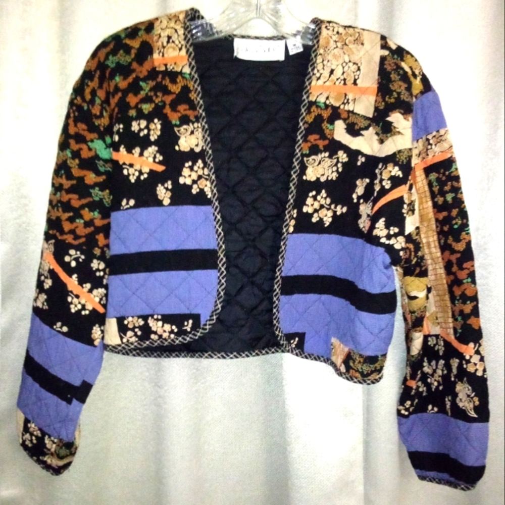 Vintage Karen Kane Open Front Cropped Quilted Jacket Size M